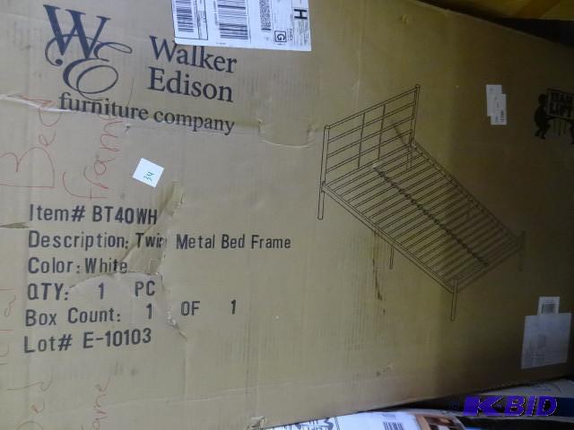 lot 34 image: Walker Edison twin metal bed frame....