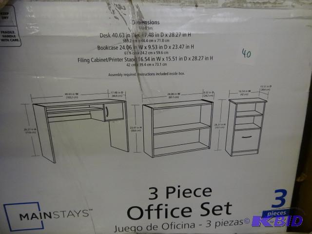 lot 40 image: Main stays 3 piece office set...
