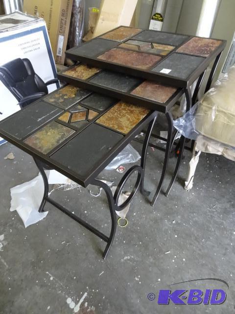 lot 8 image: 3 piece metal framed patio table se...
