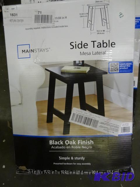 lot 92 image: Main stays side table. Black oak fi...