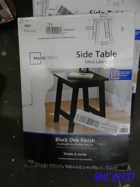 lot 93 image: Main stays side table. Black oak fi...