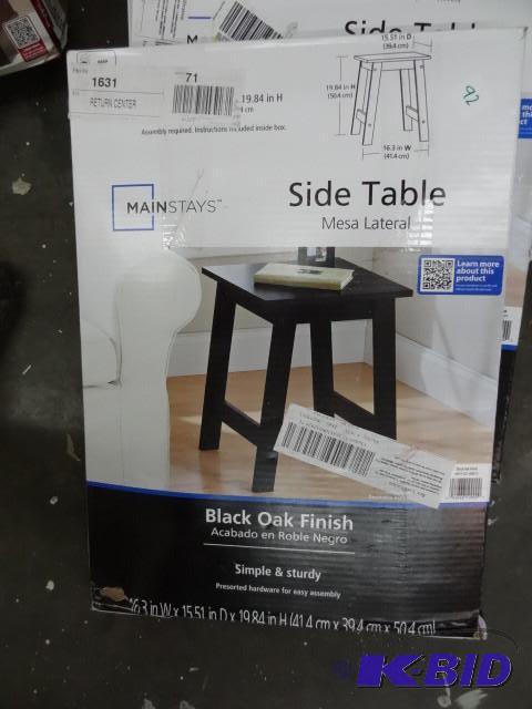 lot 95 image: Main stays side table. Black oak fi...