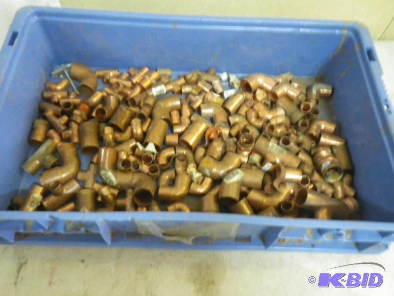 lot 91 image: tote of copper fittings...