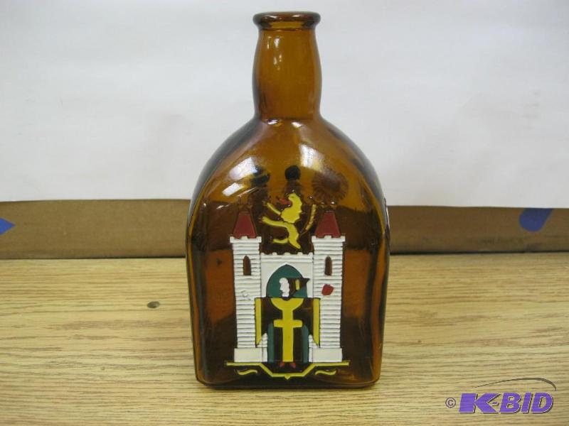 lot 132 image: Brown Painted German Glass Bottle...