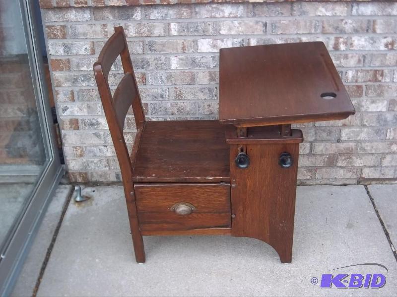 lot 16 image: Old School Chair Desk Adjustable De...