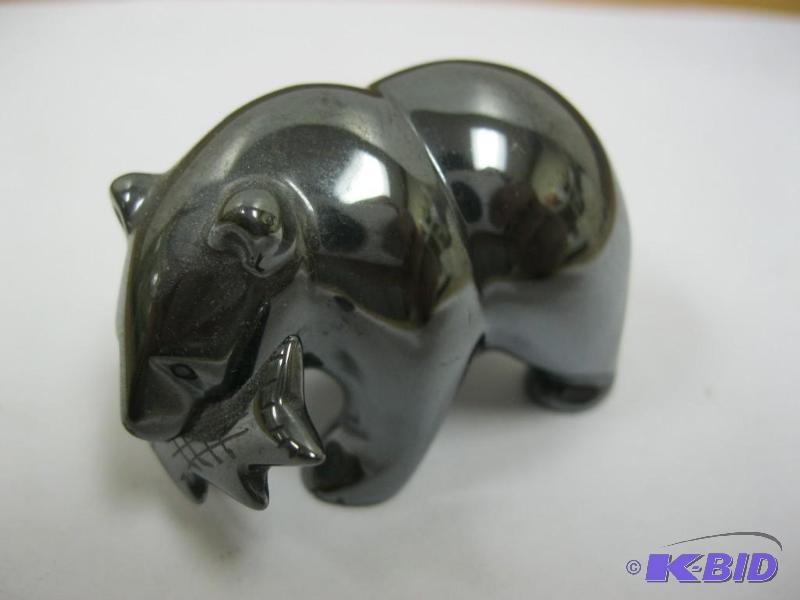 lot 161 image: Small Carved Hematite Stone Bear Ni...