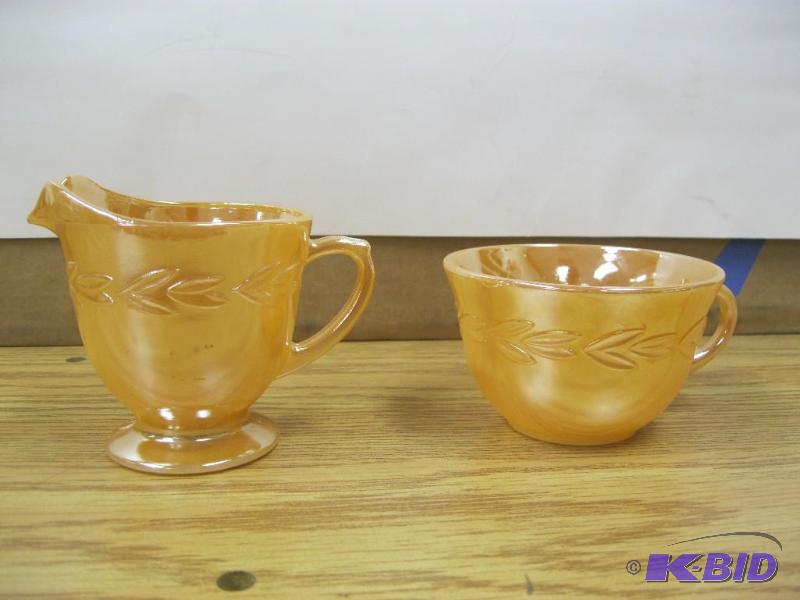 lot 172 image: Vintage Fire King Orange Luster Gla...