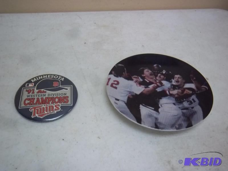 lot 183 image: Twins World Series Plate And Button...