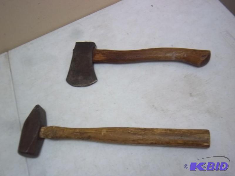 lot 241 image: Pair Of Vintage Wood Handled Tools...