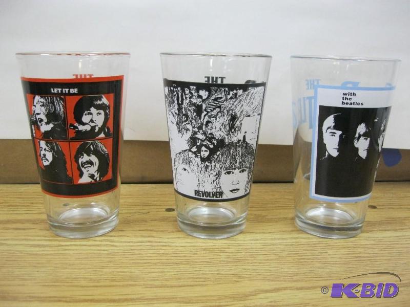 lot 34 image: Lot Of Collectible Beatles Pint Gla...