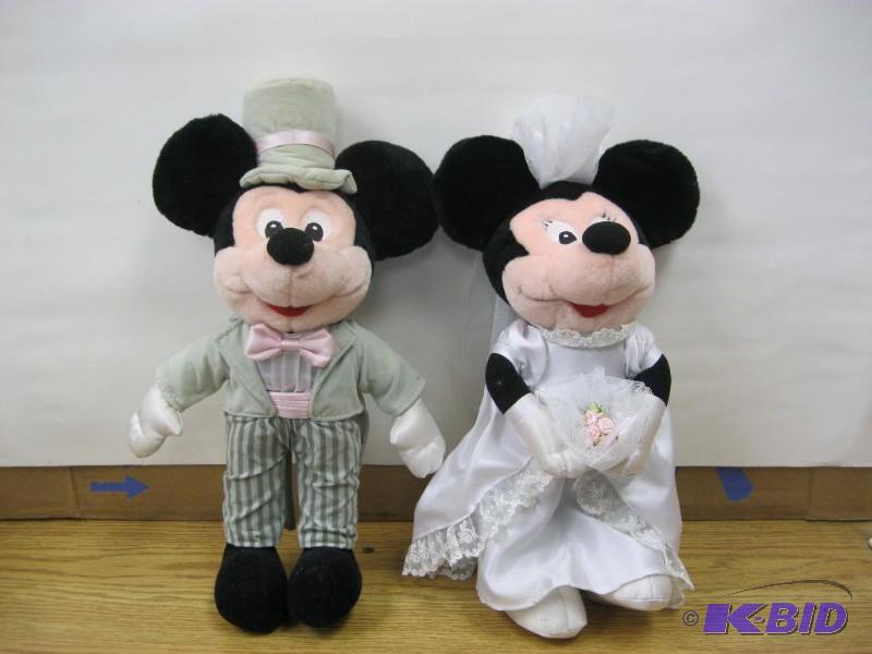 lot 39 image: Plush Bride And Groom Mickey And Mi...