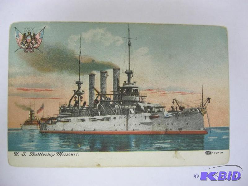 lot 87 image: Vintage Battleship Missouri Postcar...
