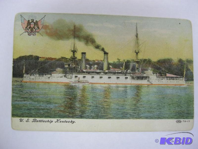 lot 88 image: Vintage Battleship Kentucky Postcar...