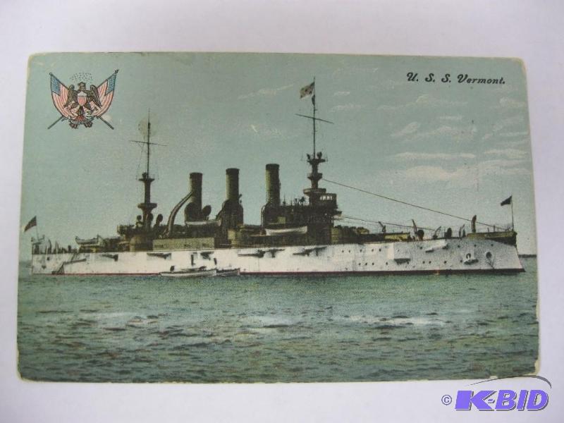 lot 89 image: Vintage USS Vermont Postcard...