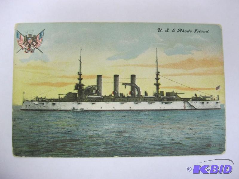 lot 90 image: Vintage USS Rhode Island Post Card...