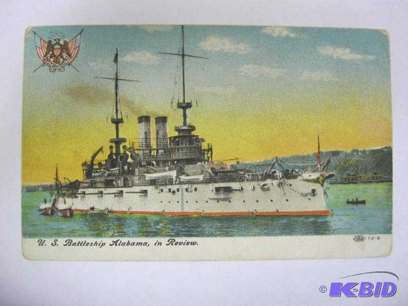 lot 91 image: Vintage Battleship Alabama Postcard...
