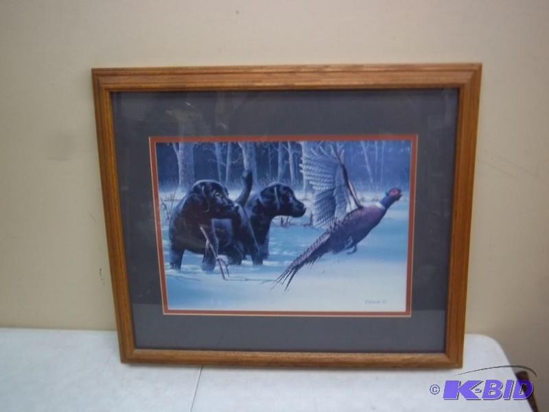 lot 96 image: Large Dog And Pheasant Print...