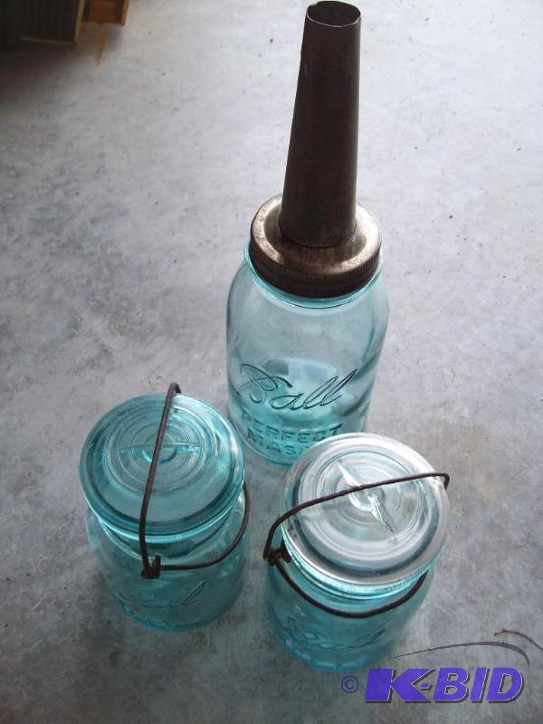 Ball Mason Jars -(3) bluegreen col...
