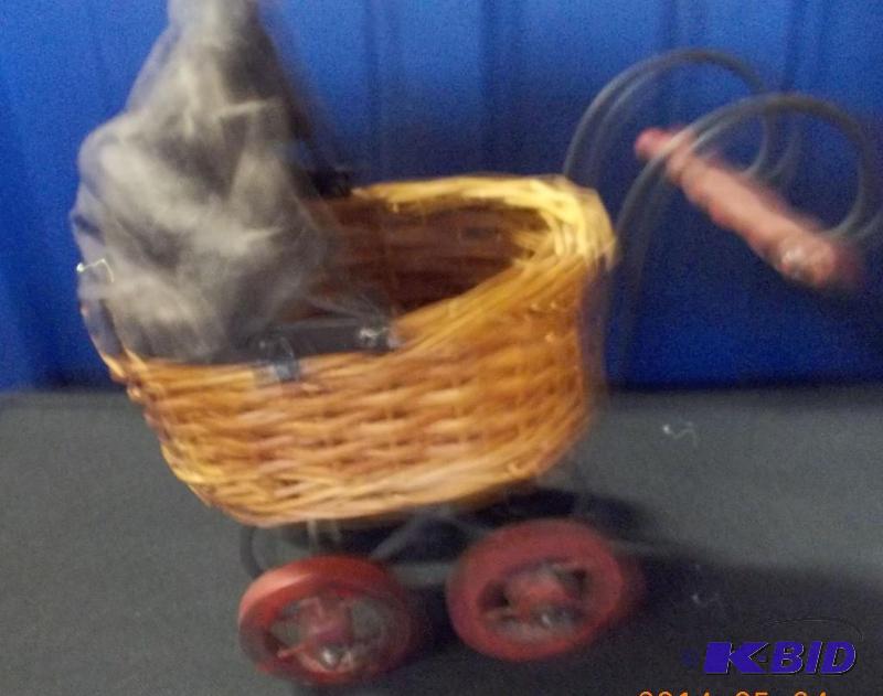 Vintage Mini Wicker Baby Buggy...