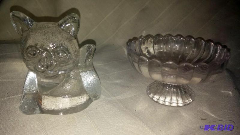 Glass Cat Candle Holder and Bowl...