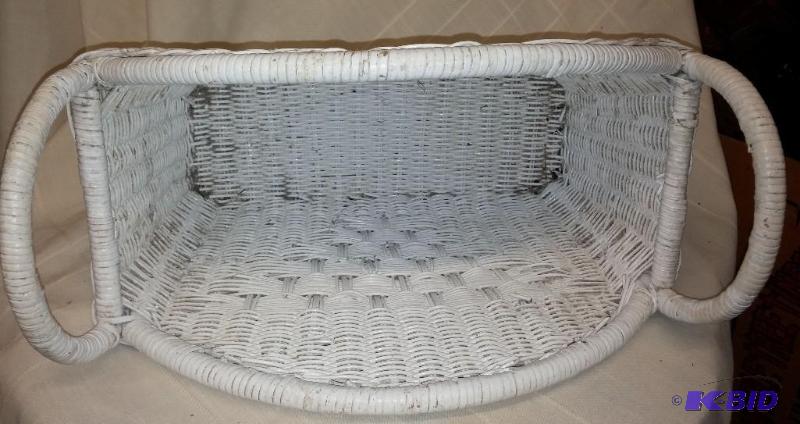 Vintage White Wicker Basket--Great ...
