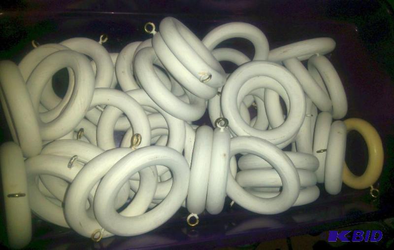 Lot of 48 wooden curtain hooks...
