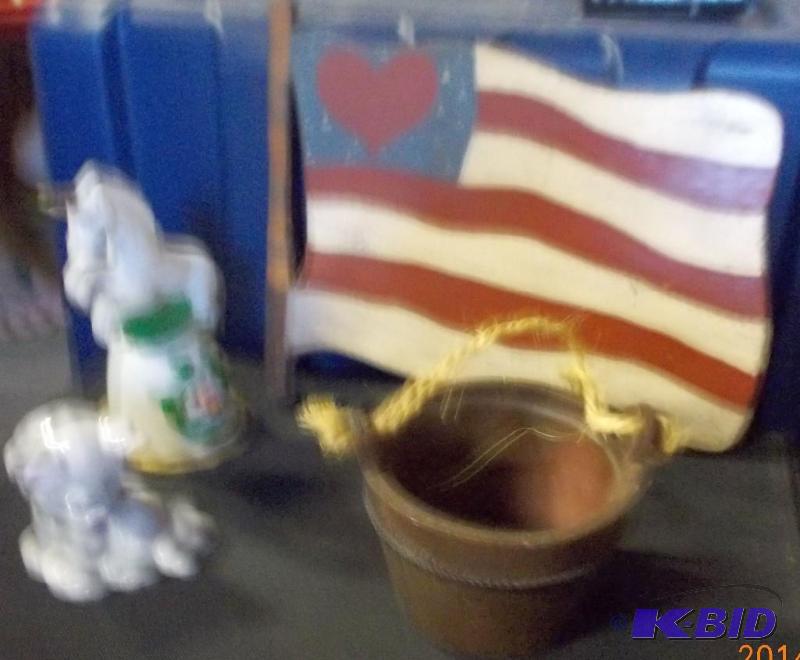 Americana Flag Sign, vintage pot, u...