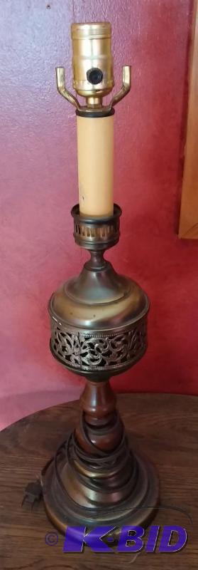 Vintage Wood with Brass Lamp...