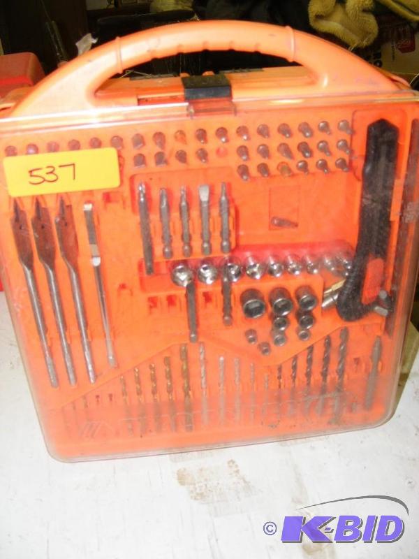 Tool Box of drill bits and screwdri...