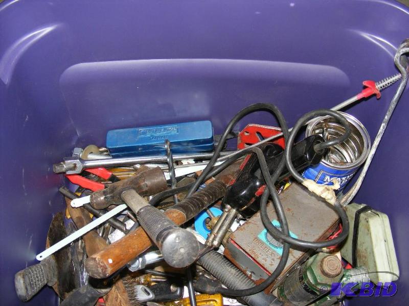 Box of Tools, hammers, drill bits, ...
