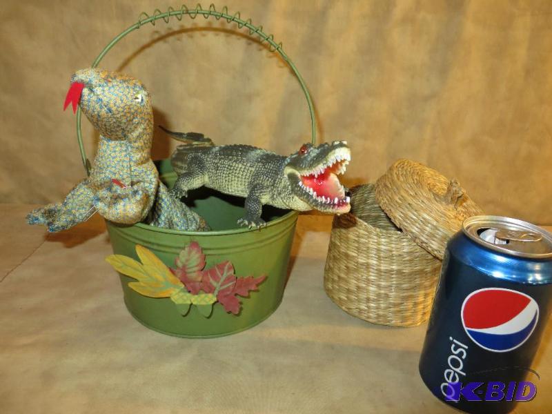 A bucket and a basket with a lid al...