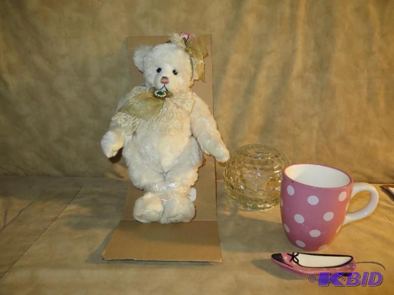 Pink and White Polka-Dot Cup and Te...