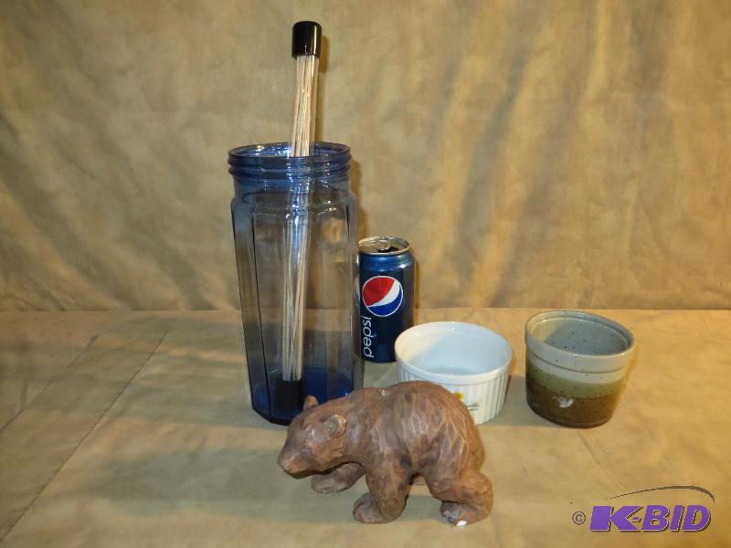 Blue glass jar, diffusing scent sti...