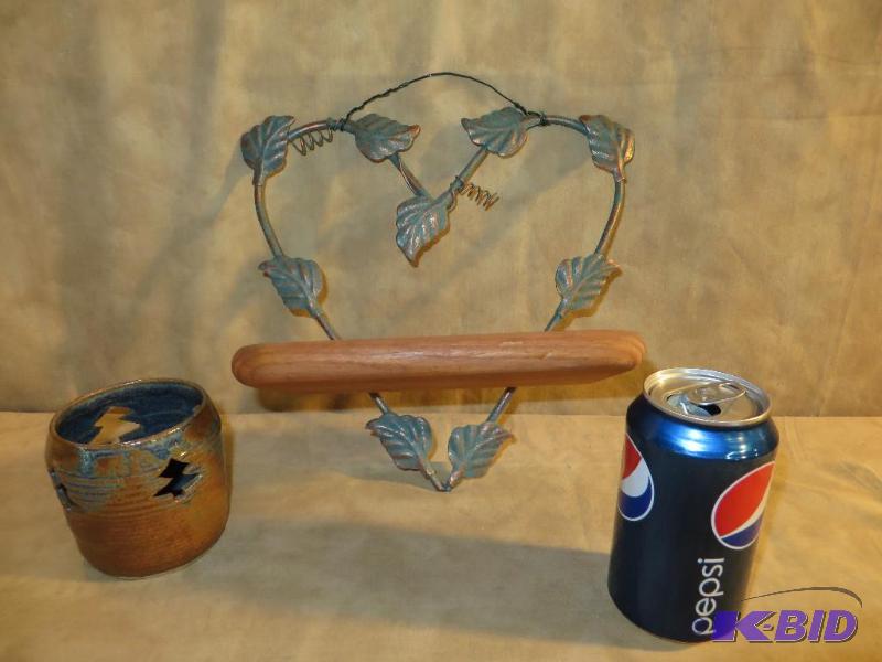 Heart shaped metal and wood hanging...