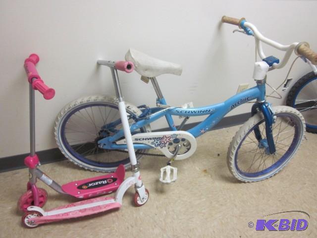 lot 11 image: Schwinn Bicycle and (2) scooters, p...