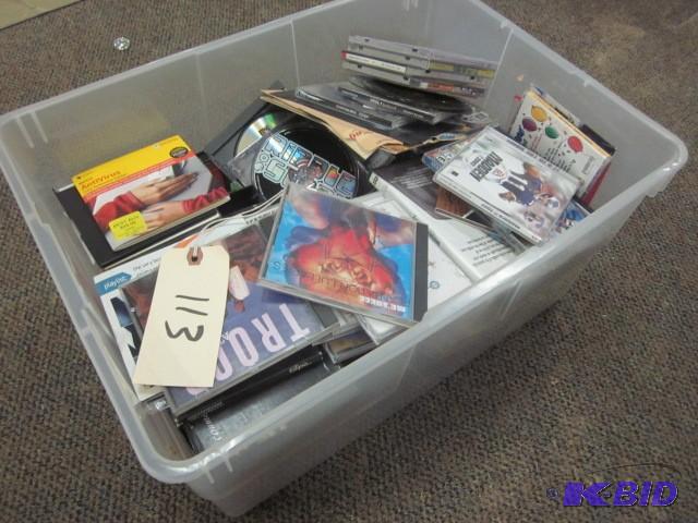 lot 113 image: Bin of miscellaneous CDs, DVDs, a...