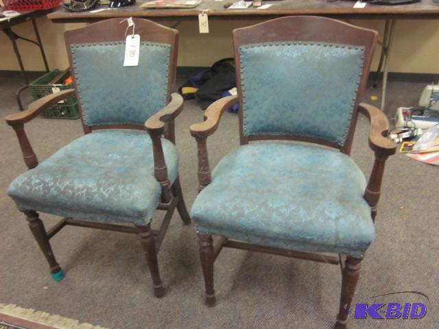 lot 130 image: Pair of antique parlor chairs, wood...