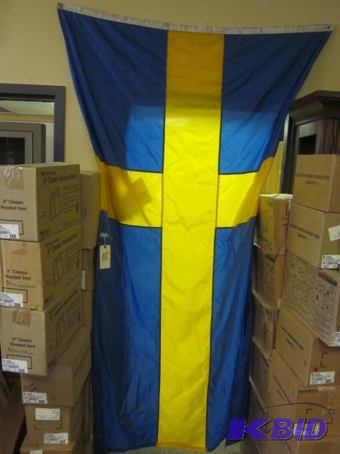lot 18 image: 8 foot x 5 foot Swedish flag....