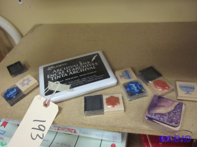 lot 193 image: New in plastic ink pad and wood sta...