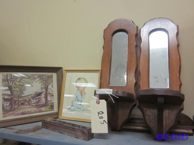 lot 205 image: (2) old prints, incense burner, and...