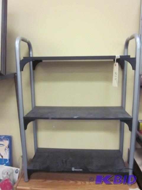 lot 215 image: 25 inch x 34 inch wood and metal sh...