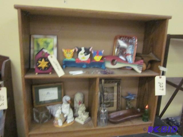 lot 227 image: 31 inch x 29 inch book shelf. Items...