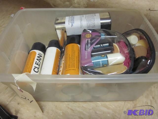 lot 24 image: Bin full of Shoe Dry Clean polish b...