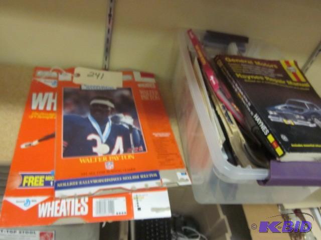 lot 241 image: Box of books and Wheaties boxes....