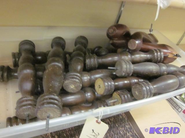 lot 249 image: Bin of table legs, all wood....