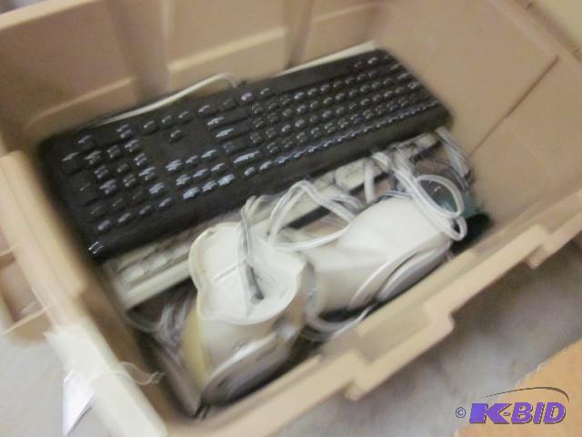 lot 250 image: Bin of keyboards and speakers....
