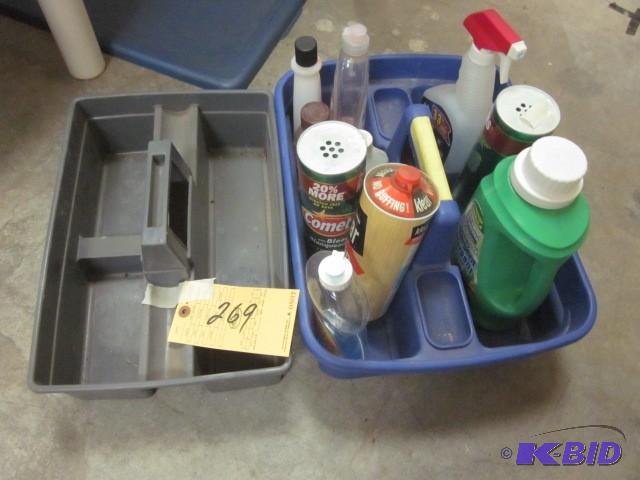 lot 269 image: (2) cleaning totes with contents....