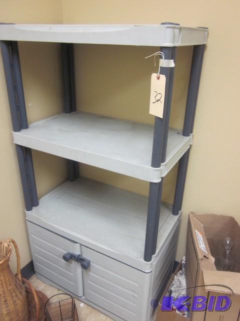 lot 32 image: 52 inch tall plastic shelving unit ...