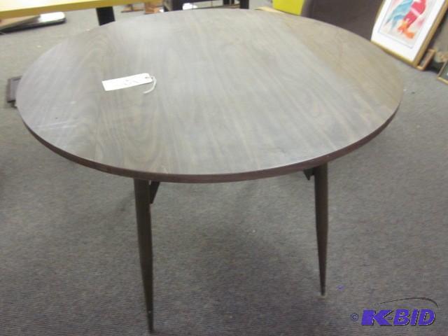 lot 45 image: 42 inch round drop leaf table with ...
