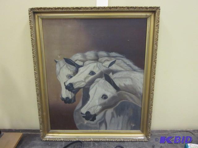 lot 65 image: Original oil painting, &quotHorses...